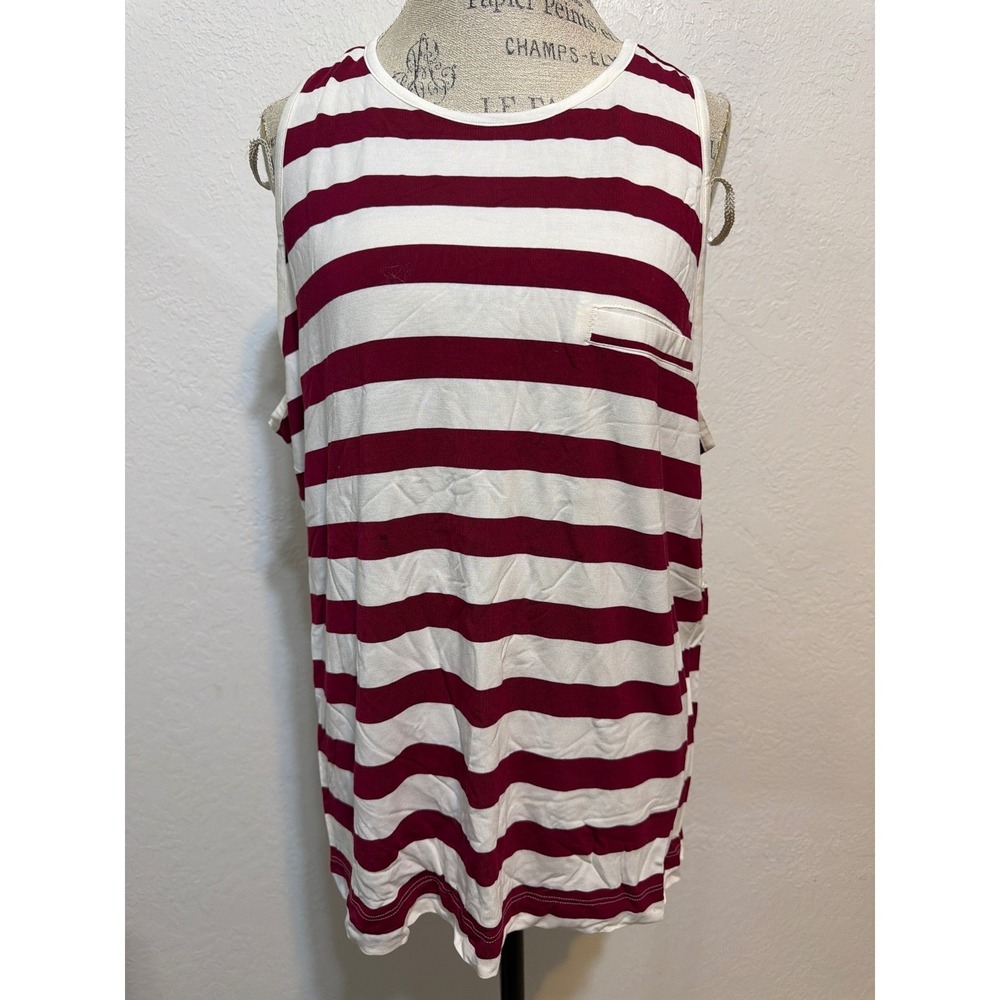 Soma Cool Nights Faux Pocket Tank Beyond Stripe Red Beauty XXL 570309233 NEW‎